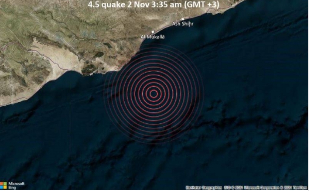 اليمن: زلزال متوسط ​​قوته 4.5 درجة على عمق 10 كم جنوبي حضرموت