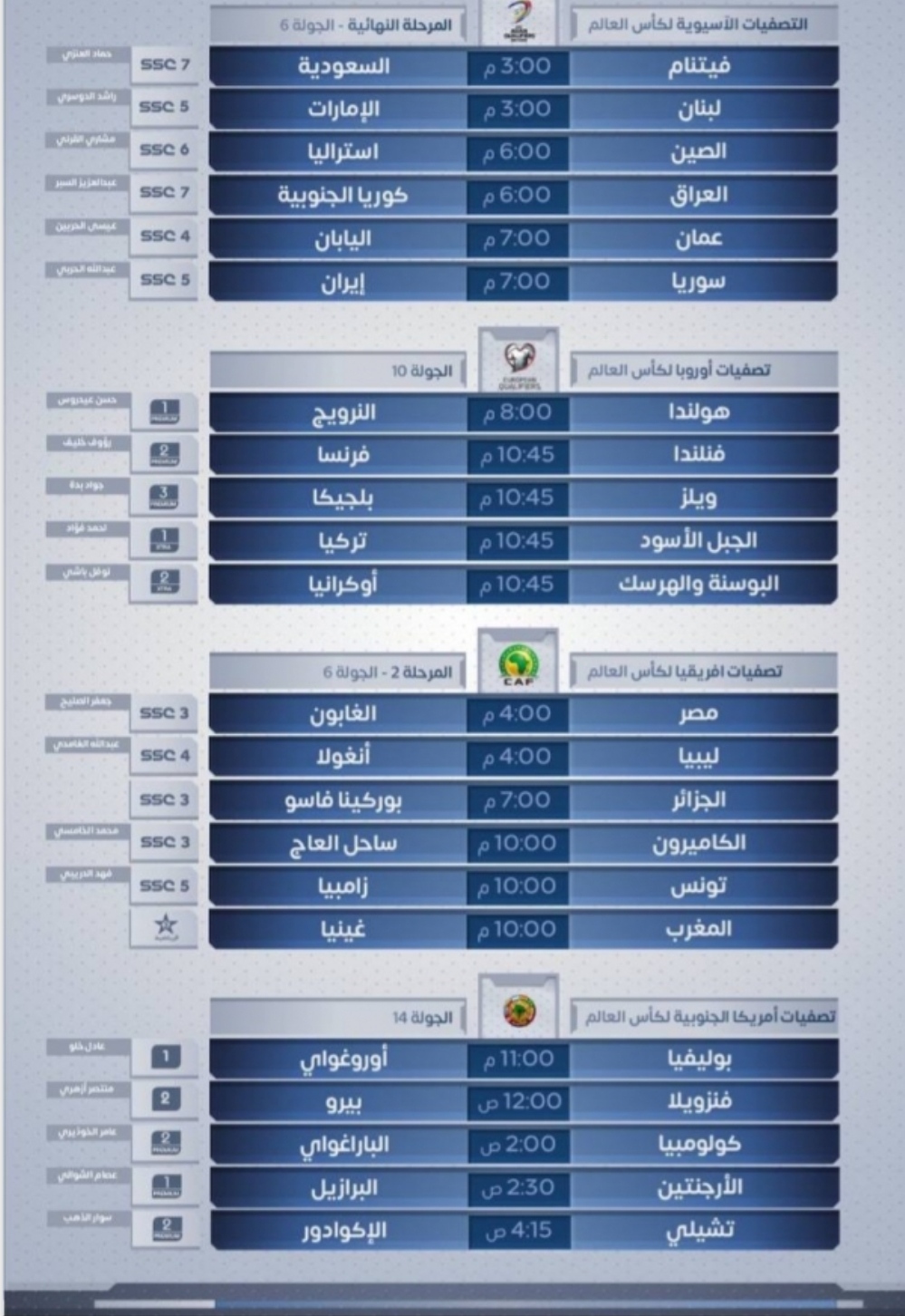 مباريات اليوم الثلاثاء 16 نوفمبر 2021 من التصفيات لكأس العالم